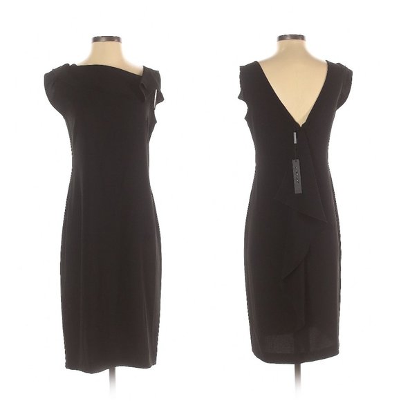 Tahari Black Cocktail Dress w/Waterfall NWT- Sz. 4